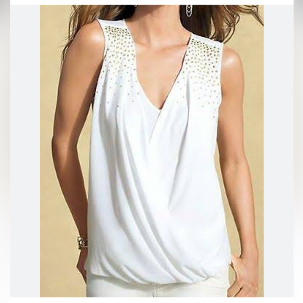 Cache White Studded Blouse